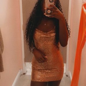 Sequin Cowl Neck Party Dress